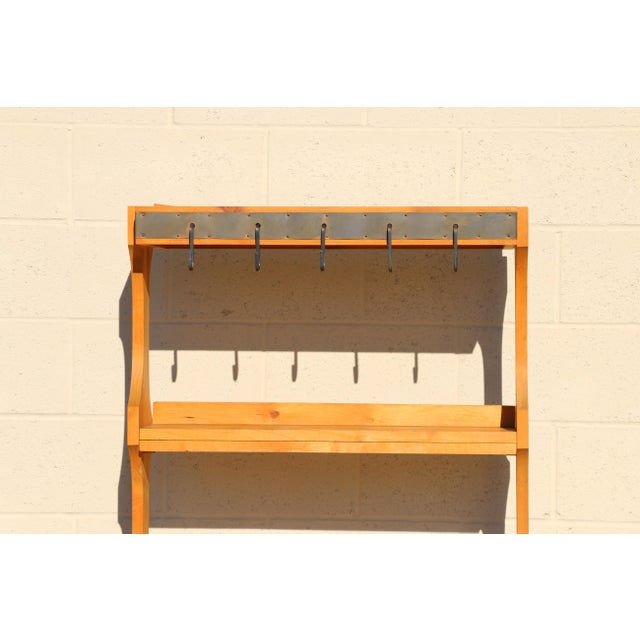 Wonderful vintage solid hardwood baker’s rack, butcher block workbench, and kitchen island, custom branded for the luxury...