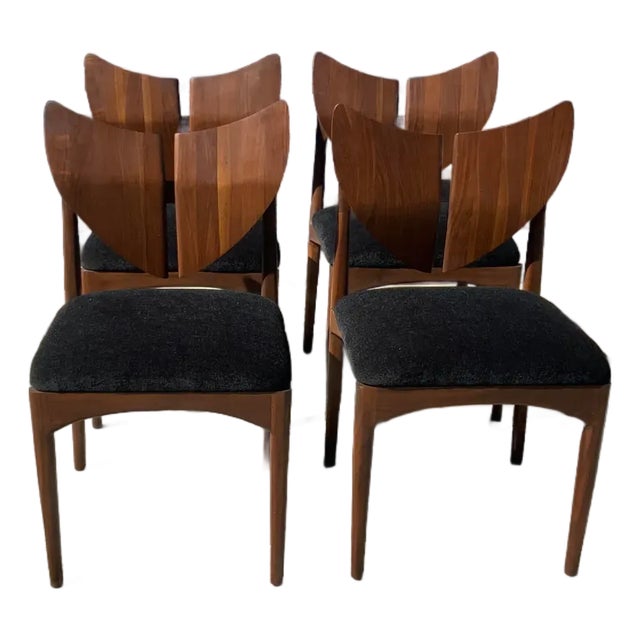 Mid Century Style Solid Walnut Butterfly Dining Chairs - Set of 4 For Sale