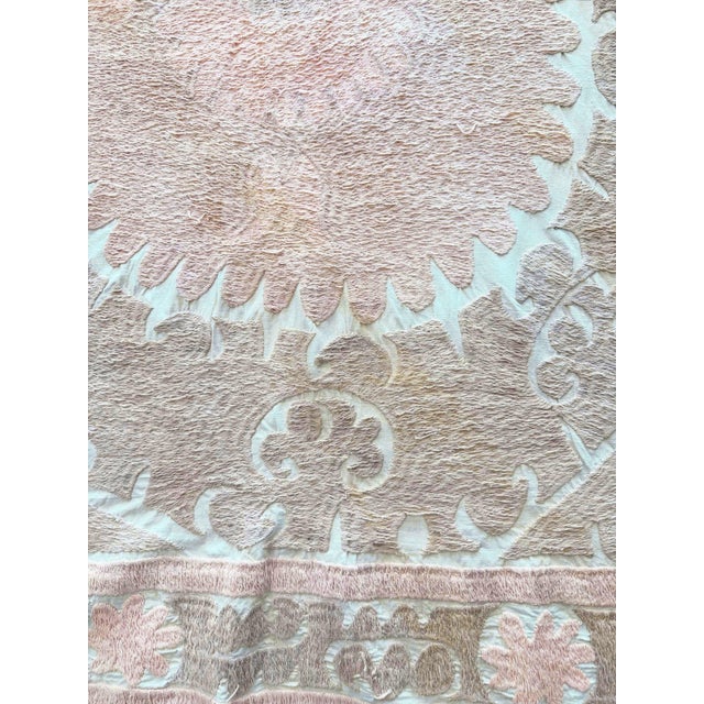 Suzani Tablecloth - Neutral Tan Tashkent Embroidery For Sale - Image 4 of 7