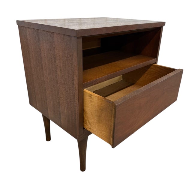 Brown Mid-Century Modern Walnut Nightstands - Set of 2 For Sale - Image 8 of 8