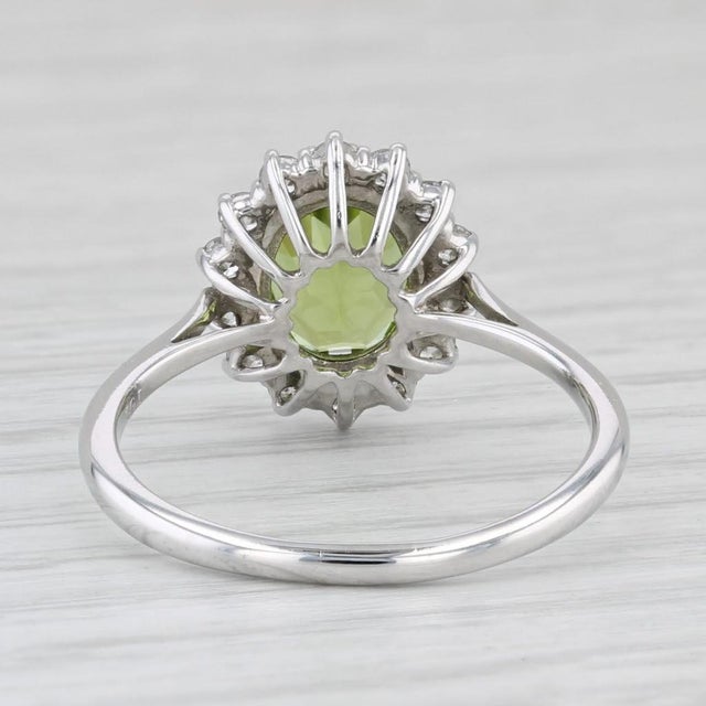 2.55ctw Peridot Diamond Halo Ring 14k White Gold Size 8.5 For Sale In Greensboro - Image 6 of 8