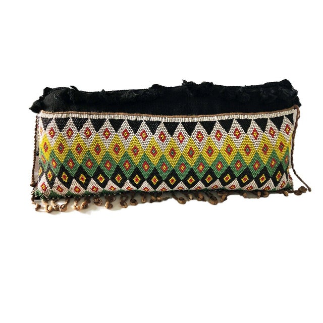 Superb Tribal African Kirdi hand Beaded Pikuran lumbar Pillow in rich color using glass beads ,straw and cotton tassels...