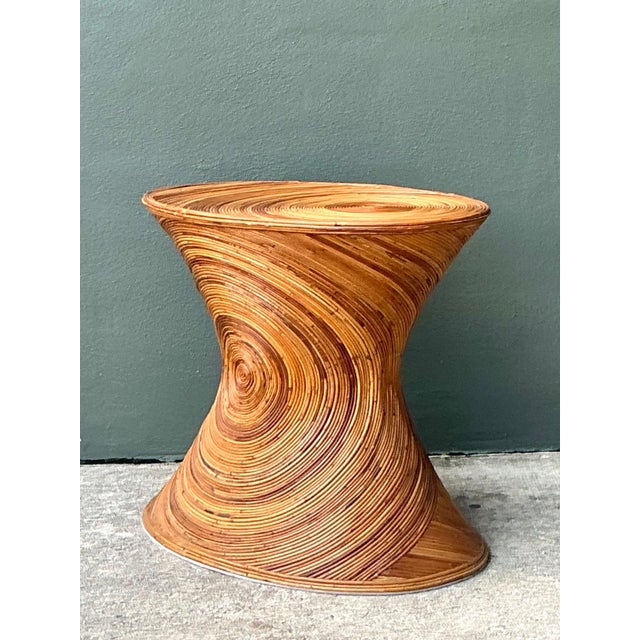Vintage Pencil Reed Sunburst Dining Table Pedestal For Sale - Image 4 of 13