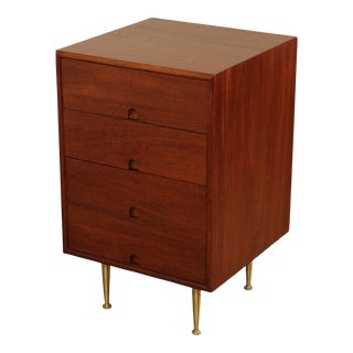 Mid Century Modern Walnut Four-Drawer Chest Nightstand For Sale