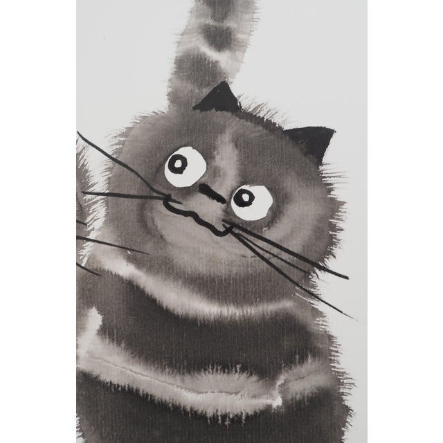 Laszlo Tibay, Pair of cats, Ink and Wash For Sale - Image 3 of 5