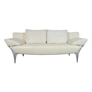 Leather Two-Seater Cream White Manual Function 1600 Sofa from Rolf Benz For Sale