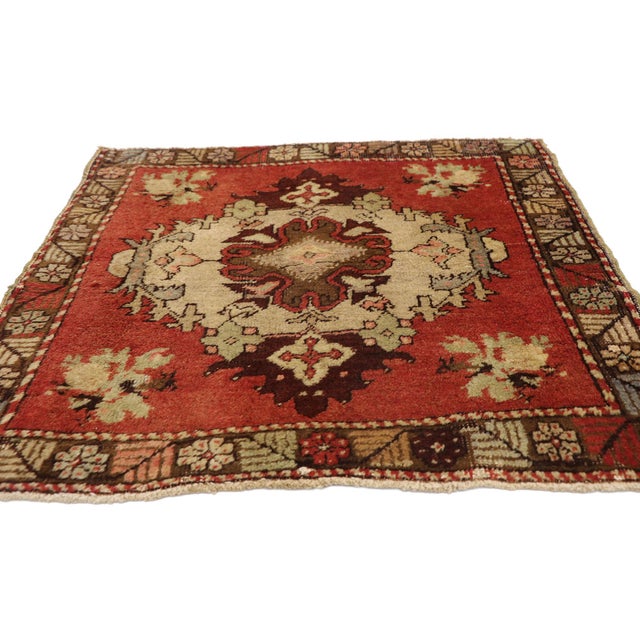 Modern Vintage Turkish Yastik Rug - 02'04 X 02'04 For Sale - Image 3 of 8