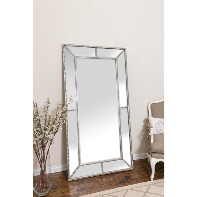 Roxeburghe Antique Silver Beaded Beveled Full Length Floor Mirror