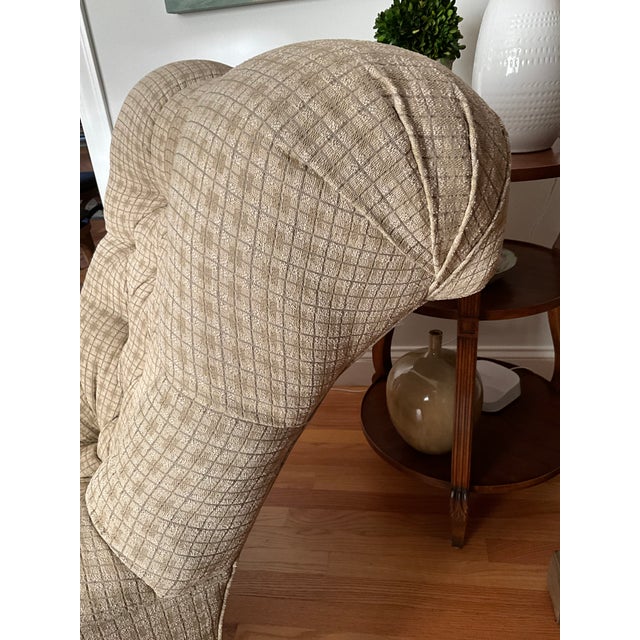 Stickley Leopold’s Tufted Chair & Ottoman Set in Cherry Wood With Antiqued Nailhead Trim For Sale - Image 9 of 10
