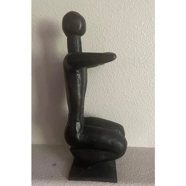 1970s Mid-Century Solid Bronze Figurative Sculpture (14.5” High) For Sale - Image 5 of 13