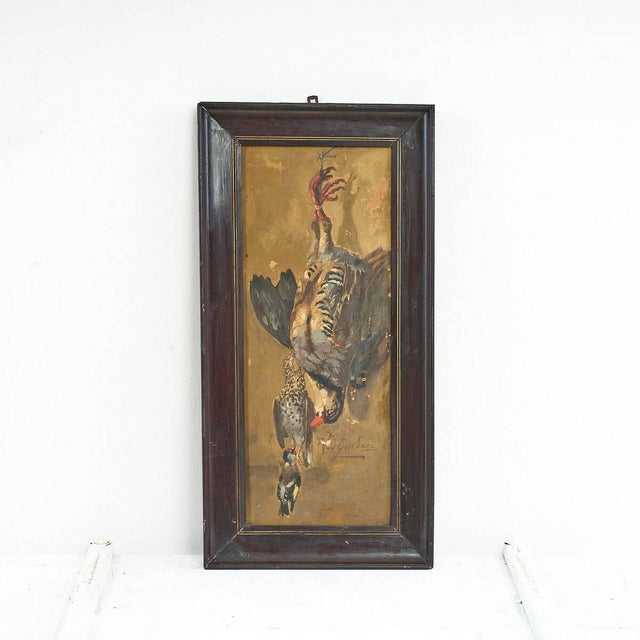 V. Giordani, Still Life with Birds, 20th Century, Oil on Panel For Sale - Image 5 of 5