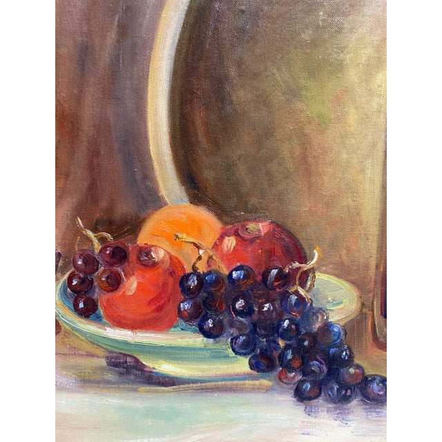 1960s 1960s Vintage Mid Century Still Life Oil Painting in Gold Gilt Frame For Sale - Image 5 of 10