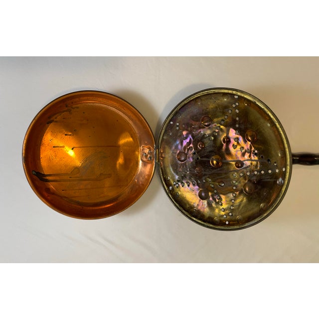 Mid 19th Century Antique Brass and Copper Bed Warming Pan For Sale - Image 5 of 8