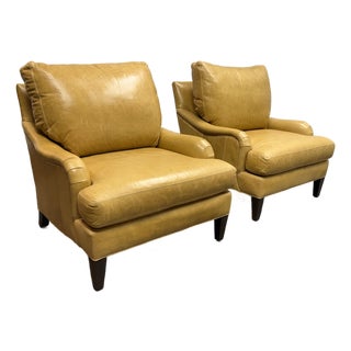 Lee Industries Leather Lounge Chairs, Pair For Sale