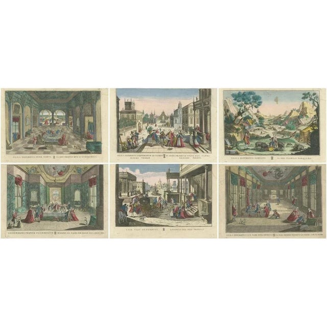 Probst, Story of the Prodigal Son, Hand-Colored Prints, 1780, Set of 6 For Sale - Image 10 of 10