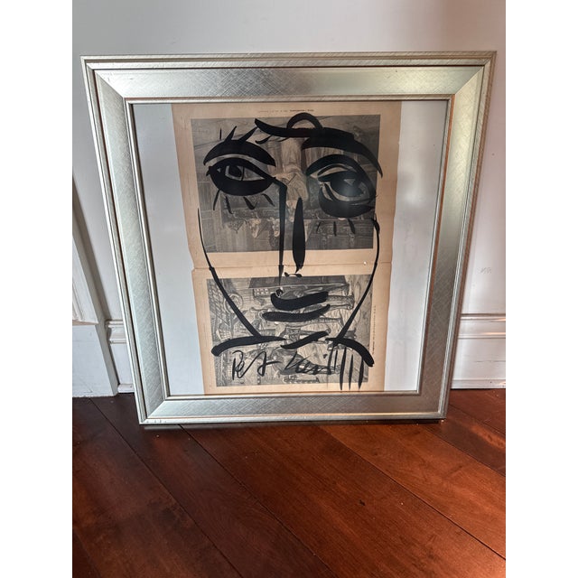 1970s Original Abstract Painting by Peter Keil. This great piece was executed on paper and depicts a black and white...