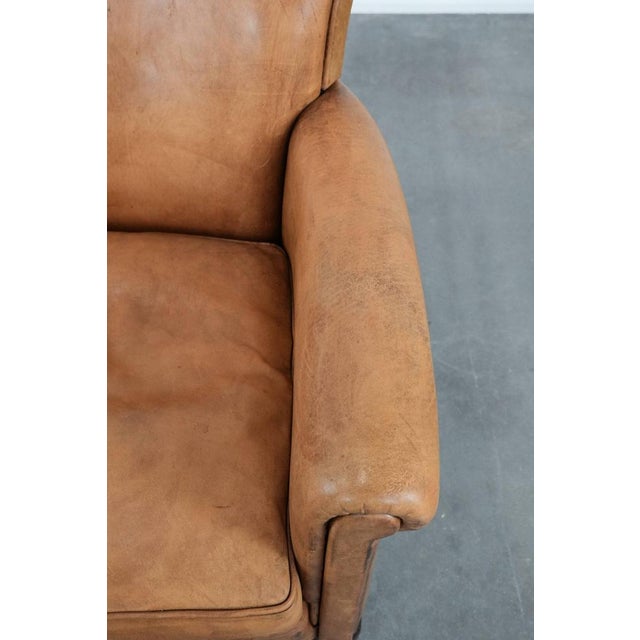 Brown Vintage Sheepskin Leather Chair For Sale - Image 8 of 16