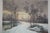 Late 19th Century Antique Winter Snow Covered Country Path to the Village Church 15" For Sale - Image 5 of 10