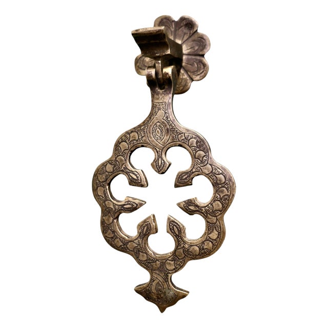 Large 19th Century Pierced Brass Door Knocker For Sale