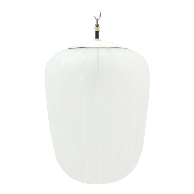 Mid-Century Modern Large Frosted Glass Pendant LIght For Sale