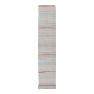 Striped Turkish Vintage Kilim Runner in Soft Pastel and Neutral Tones