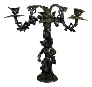 Three-Light Candelabra in Patinated Bronze