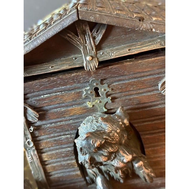 Antique Carved Wooden Cigar Humidor with Dog Decoration, 1890 For Sale - Image 6 of 18