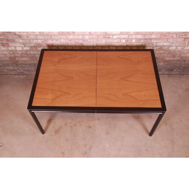 Harvey Probber Teak and Ebonized Mahogany Extension Dining Table, Newly Refinished For Sale - Image 10 of 13