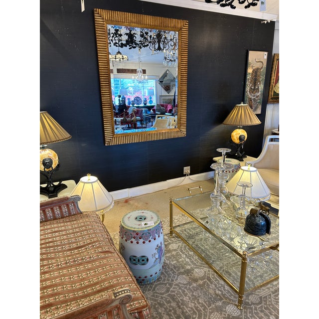 Modern Custom Giltwood & Bevelled Rectangular Mirror For Sale - Image 3 of 8