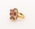 Late 20th Century Modernist 18k Yellow Gold Ruby and Diamond Cocktail Ring For Sale - Image 5 of 7