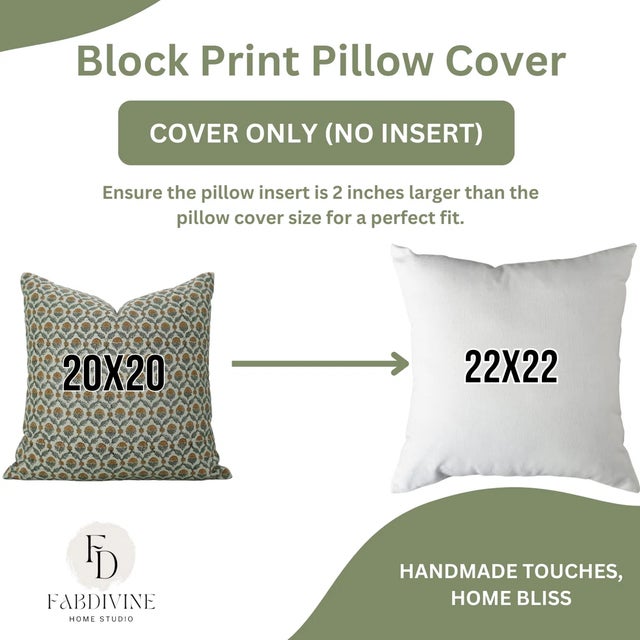 Not Yet Made - Made To Order Fabdivine Handmade Block Printed Cushion Cover 26x26 Inch Pure Linen- Shehnaz For Sale - Image 5 of 5