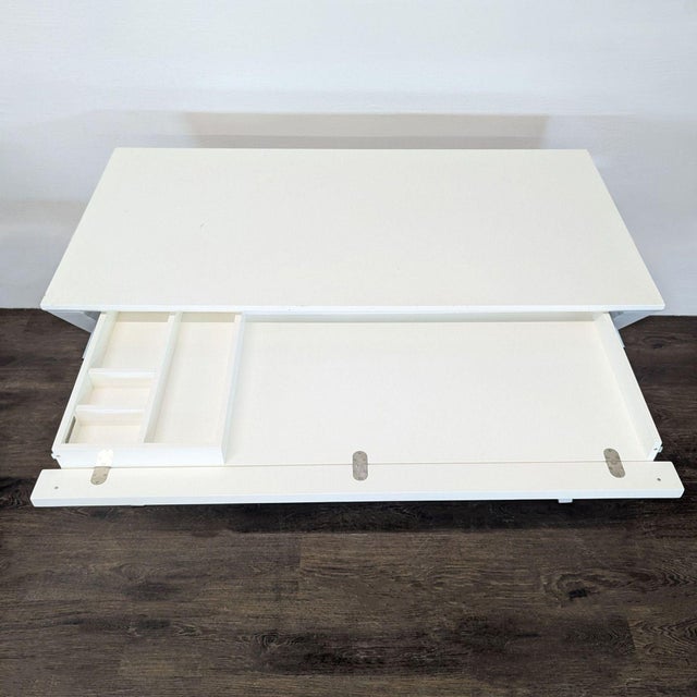 2010s Crate and Barrel White X-Leg Modern Desk For Sale - Image 5 of 9