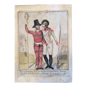 18th Century French or Swiss Military Watercolor, Signed and Dated