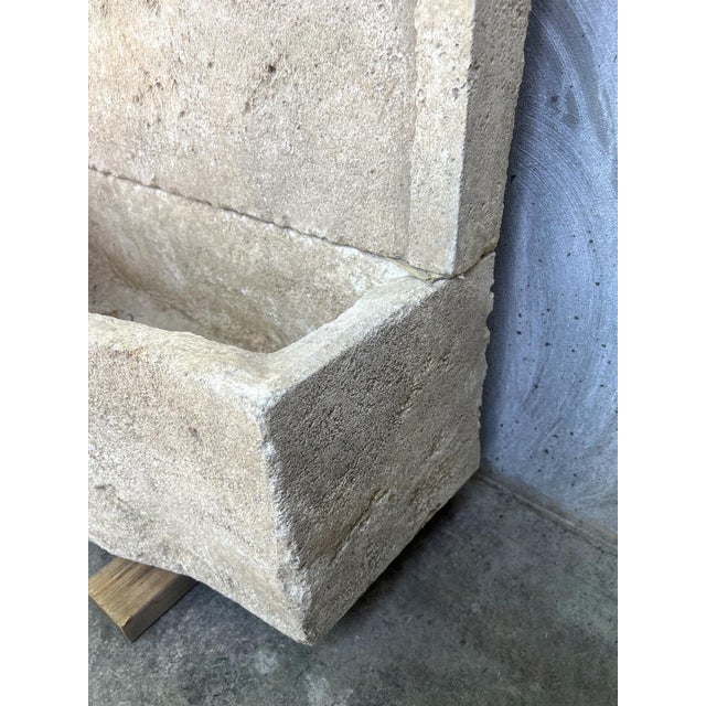 Metal Charleval 2-Piece Limestone Wall Fountain From Provence, France For Sale - Image 7 of 14