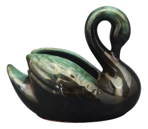 20th Century Ceramic Swan with a Metallic Luster by Gerard Danton of Aubusson, France