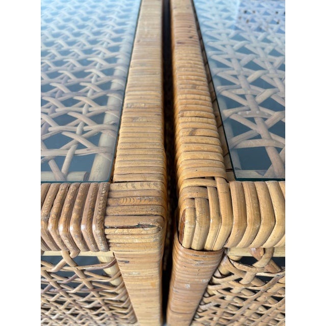Mid-Century Rattan Cube Coffee Table with Glass Top from Habitat, Britain, 1960s For Sale - Image 10 of 15