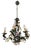 Florentine Six-Light Chandelier in Wrought Iron and Porcelain, 1970s For Sale