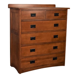 Crafters and Weavers Mission Quarter Sawn Oak 6 Drawer Dresser - Michael's Cherry For Sale