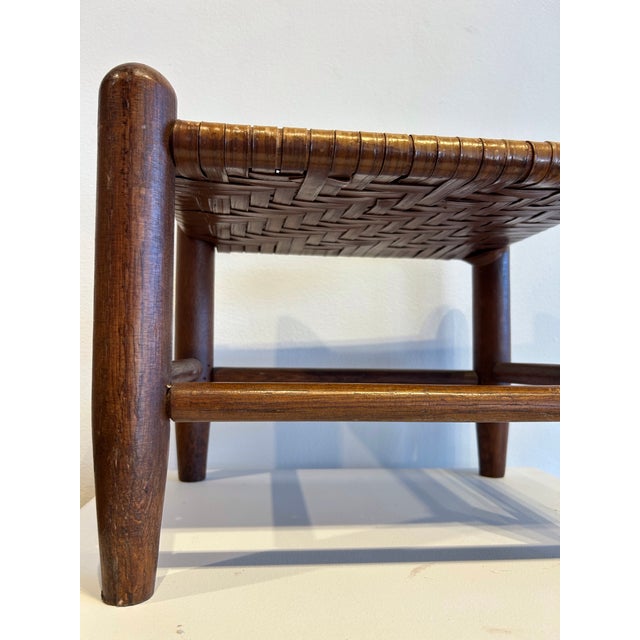 1960s 1960s Woven Reed and Wood Foot Stool For Sale - Image 5 of 5