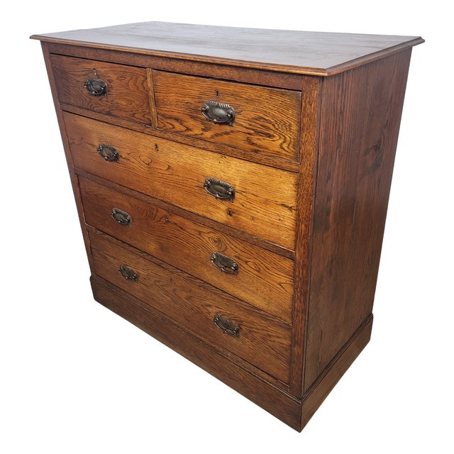 Edwardian Drop Handle Chest of 2 Drawers in Oak, 1910s For Sale