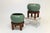 An exceptional pair of mid-century green-glazed ceramic cachepots presented on striking bases wrapped in genuine...
