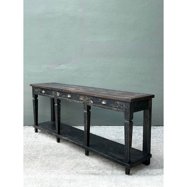 Vintage Patinated Long Console Table For Sale - Image 10 of 13