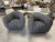 Dark Gray 1980’s Vintage Oversized Swivel Chairs Reupholstered in Pollack/Weitzner Fabric - A Pair For Sale - Image 8 of 12