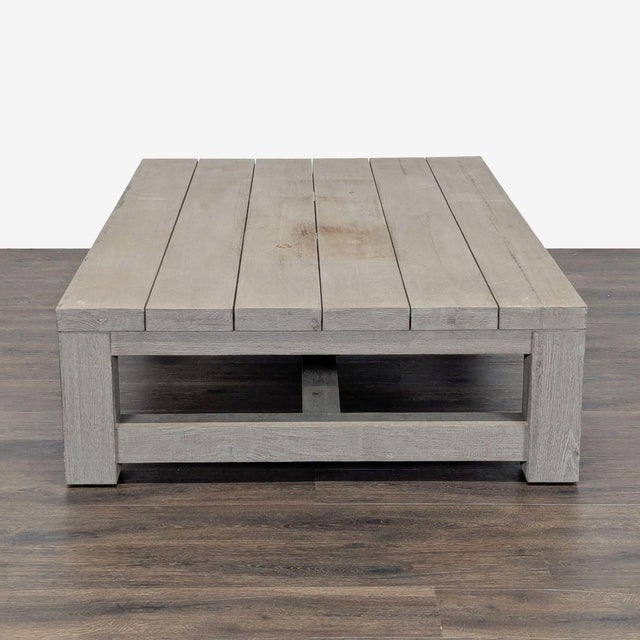 2010s Restoration Hardware French Beam Weathered Teak Outdoor Coffee Table For Sale - Image 5 of 7