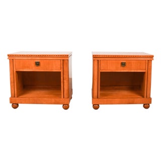 1980s Pair of Biedermeier Style Nightstands Hickory White For Sale