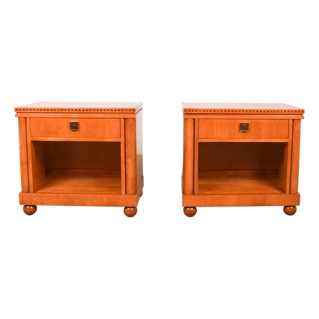 1980s Pair of Biedermeier Style Nightstands Hickory White For Sale