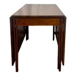 Vintage Brandt Federal Style Mahogany Inlay Gate Leg Drop Leaf Dining Table For Sale