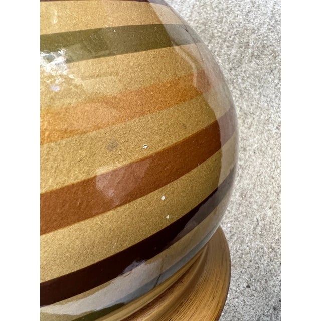 Mid-Century Modern Vintage Colorful Striped Ceramic Lamps - a Pair For Sale - Image 3 of 13