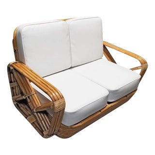 1930s Paul T. Frankl 4-Strand Square Pretzel Round-Back Settee For Sale