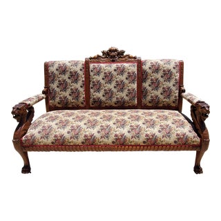 Late 19th Century Victorian Renaissance Revival Settee Walnut Parlor Sofa Attributed to R. J. Horner For Sale